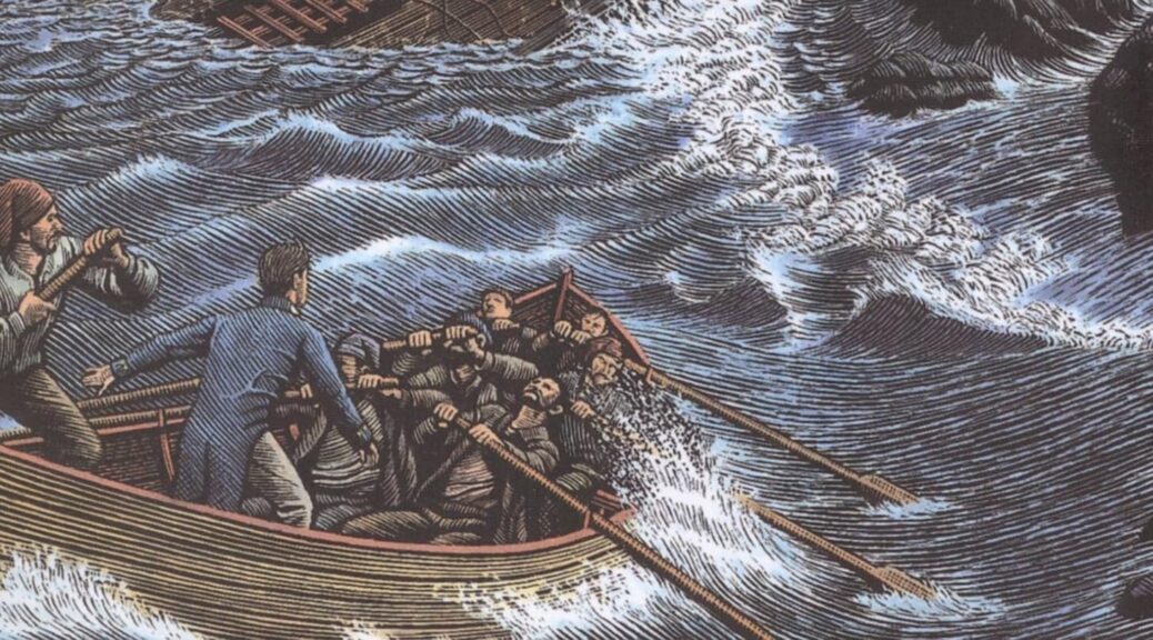 rowboat on the ocean